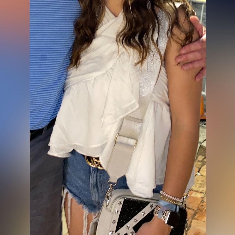 White Ruffled Halter Top - Picture 2 of 2
